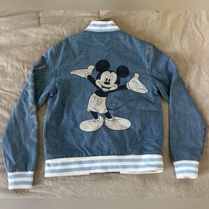 Disney Adult S Exclusive Members D23 Mickey Denim Varsity Bomber Jacket Gems